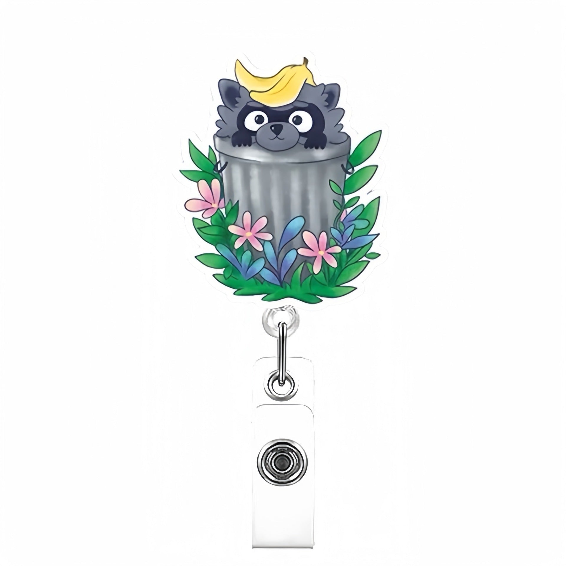 Wholesale Funny Raccoon Badge Reels Keychains