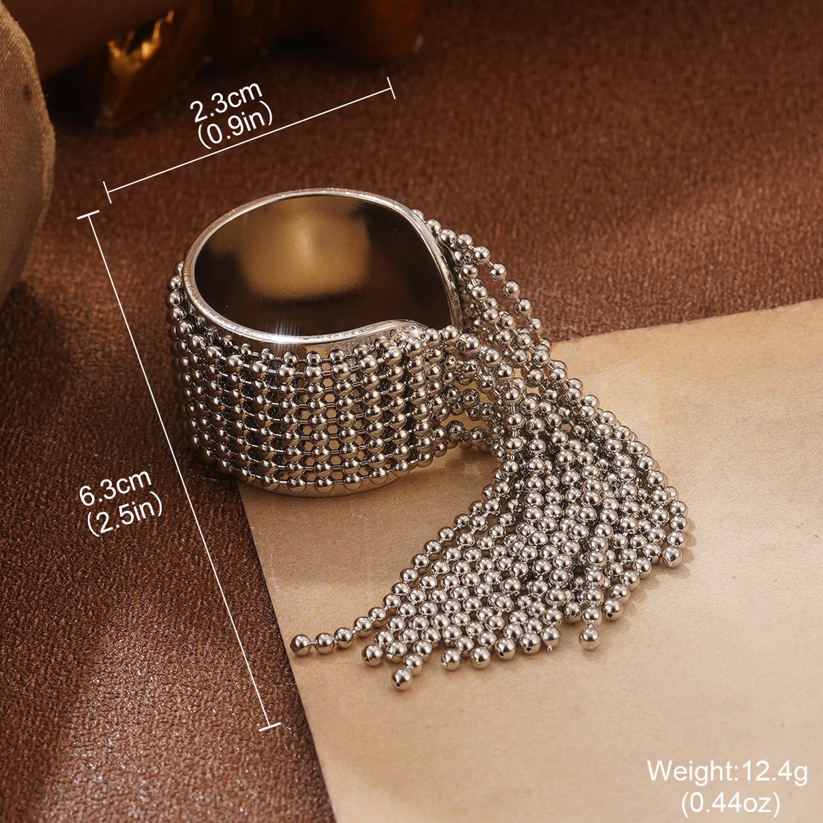 Wholesale Retro  Pearl Heart Earrings Silver Tassel Ring Leaf Splicing Necklace