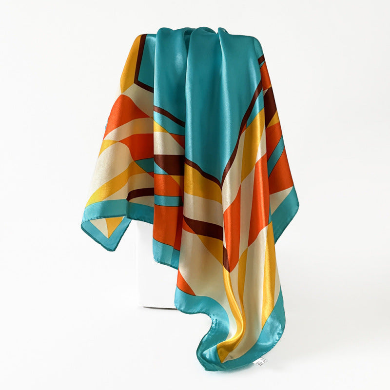 Wholesale  90cm Silk Scarf Large Square Scarf Color Matching Printed  Silk Scarf