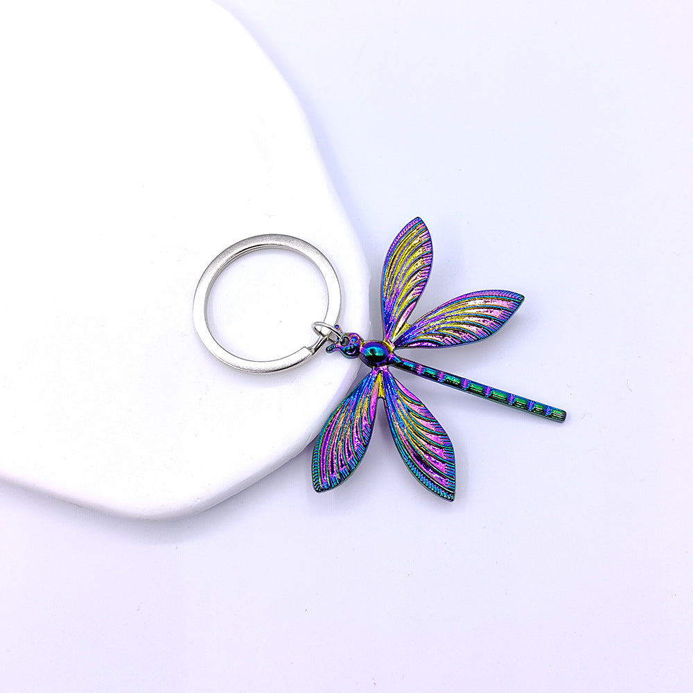 Wholesale Colorful Dragonfly Keychain Stainless Steel Key Ring Pendant Key Ring ACC-KC-DaMai001