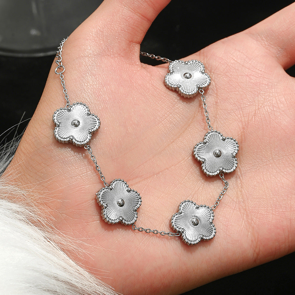 Wholesale Titanium Steel Gold Electroplated Studded Bracelet Set Fashion Jewelry Accessory