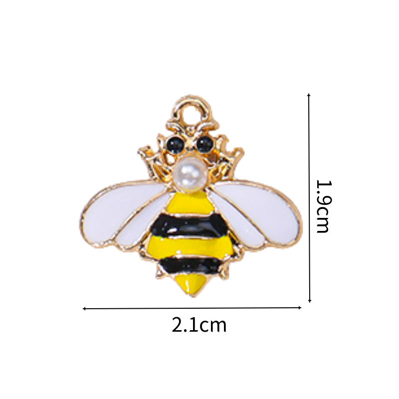 Wholesale 10pcs/pack  Alloy Oil Dripping Cartoon Bee Animal DIY Earrings Keychain Pendant Jewelry Accessories Bag Pendant