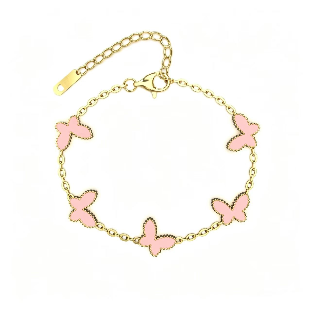 Wholesale Titanium Steel Butterfly Bracelet with Real Gold Plating - Light Luxury Jewelry Accessory for Everyday Wear,  Gift for Girls