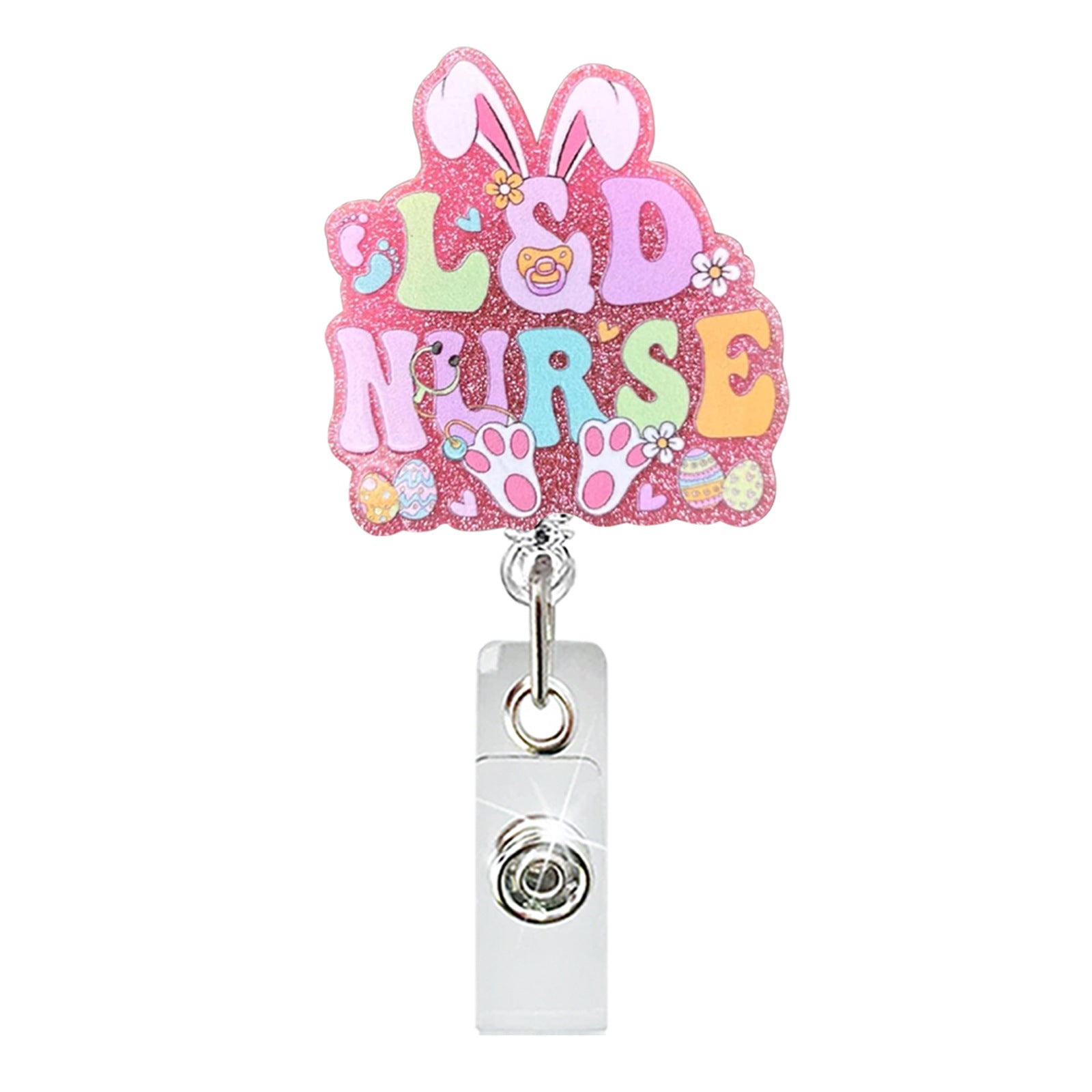 Wholesale Abs Plastic Retractable Rotating Badge Holder with Easter Bunny Egg Design for ID Cards