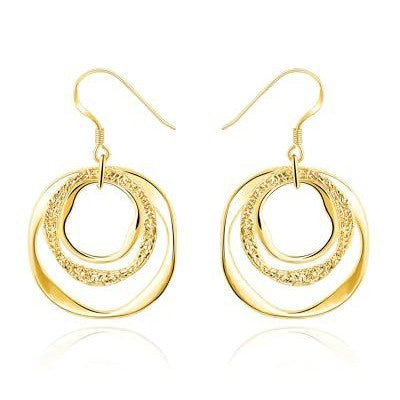 Wholesale Copper Plated Two-Tone Geometric Earrings for Women Chic Jewelry Accessory