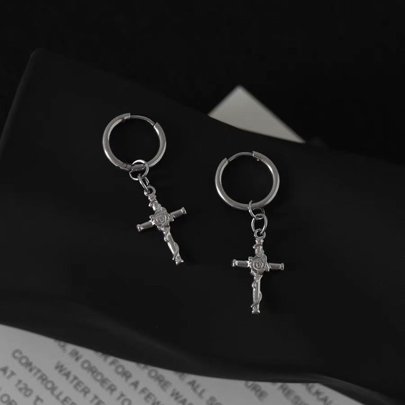 Wholesale Titanium Steel Earrings Geometric Cross Design Boutique Resale