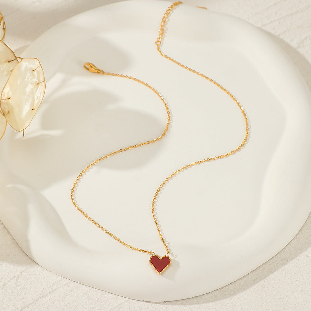 Wholesale Love Collarbone Chain Retro Red Heart Necklace