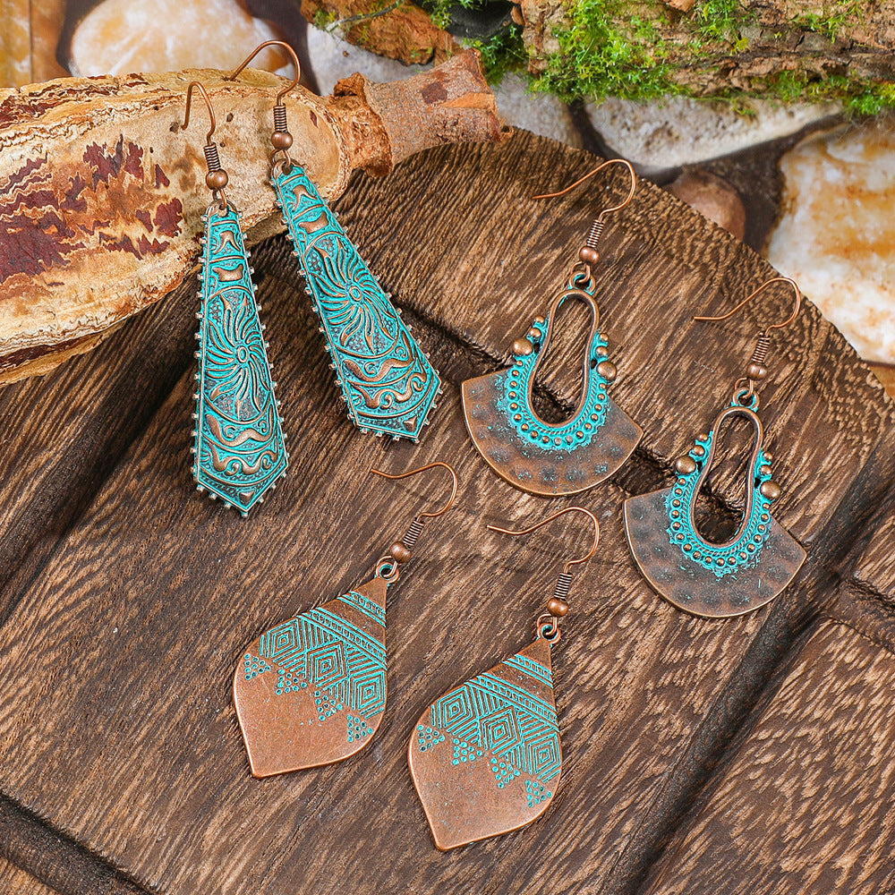 Wholesale Ethnic Geometric Retro Earrings Fashion Jewelry Accessory Boutique Gift