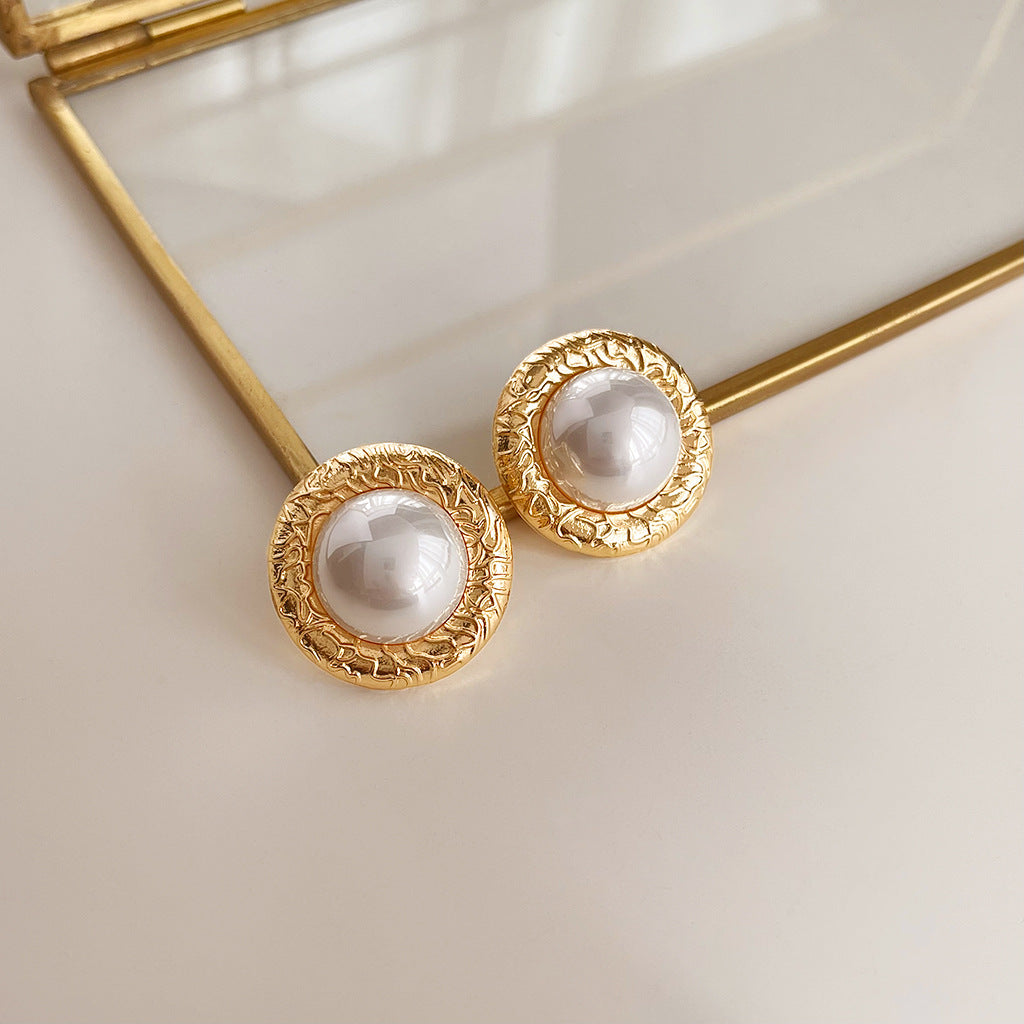 Wholesale vintage oil-dropped medieval style Pearl Earrings