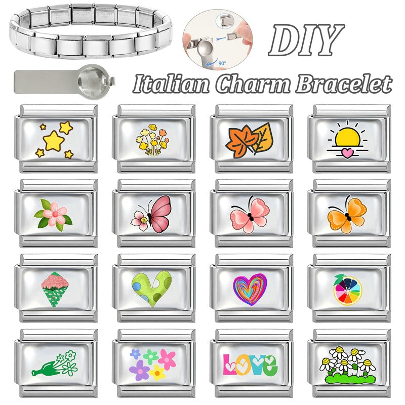 Wholesale Star Heart Leaf Design Stainless Steel Modular Bracelet Fashion Accessory Gift for Jewelry Boutique Resale