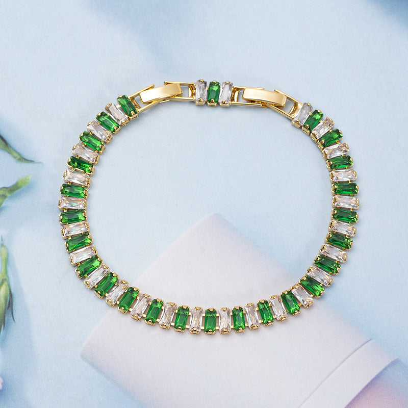 Wholesale Colorful Zircon Full Diamond Claw Chain Colorful Rice Beads Bracelet ACC-BT-Jiay003