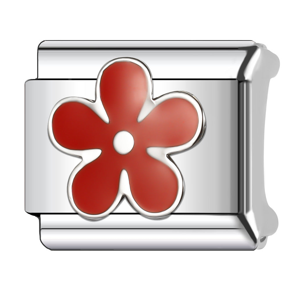 Wholesale Italian Charm Bracelet 9mm DIY Splicing Flower Series Stainless Steel Composable Bracelet