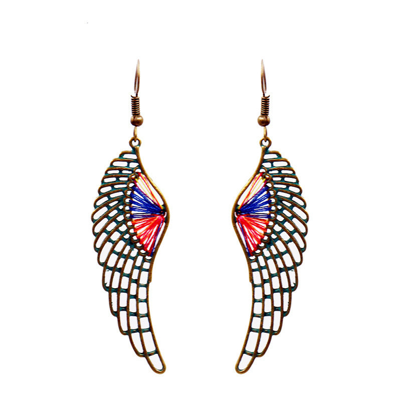 Wholesale Retro Drop Shaped Hand-Woven Earrings Alloy European American Fashion Accessory