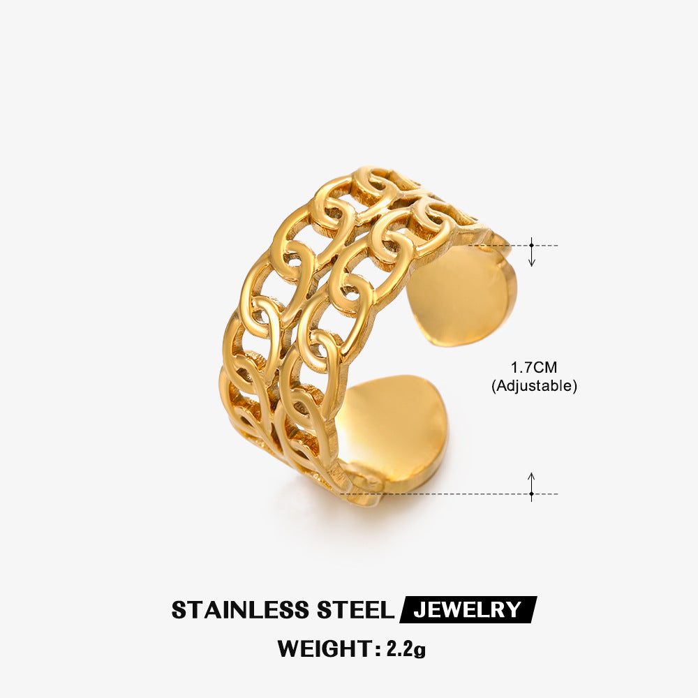 Wholesale Vintage Stainless Steel Rings Open Adjustable Rings 18K Gold Plated Rings ACC-RS-QinZhe001