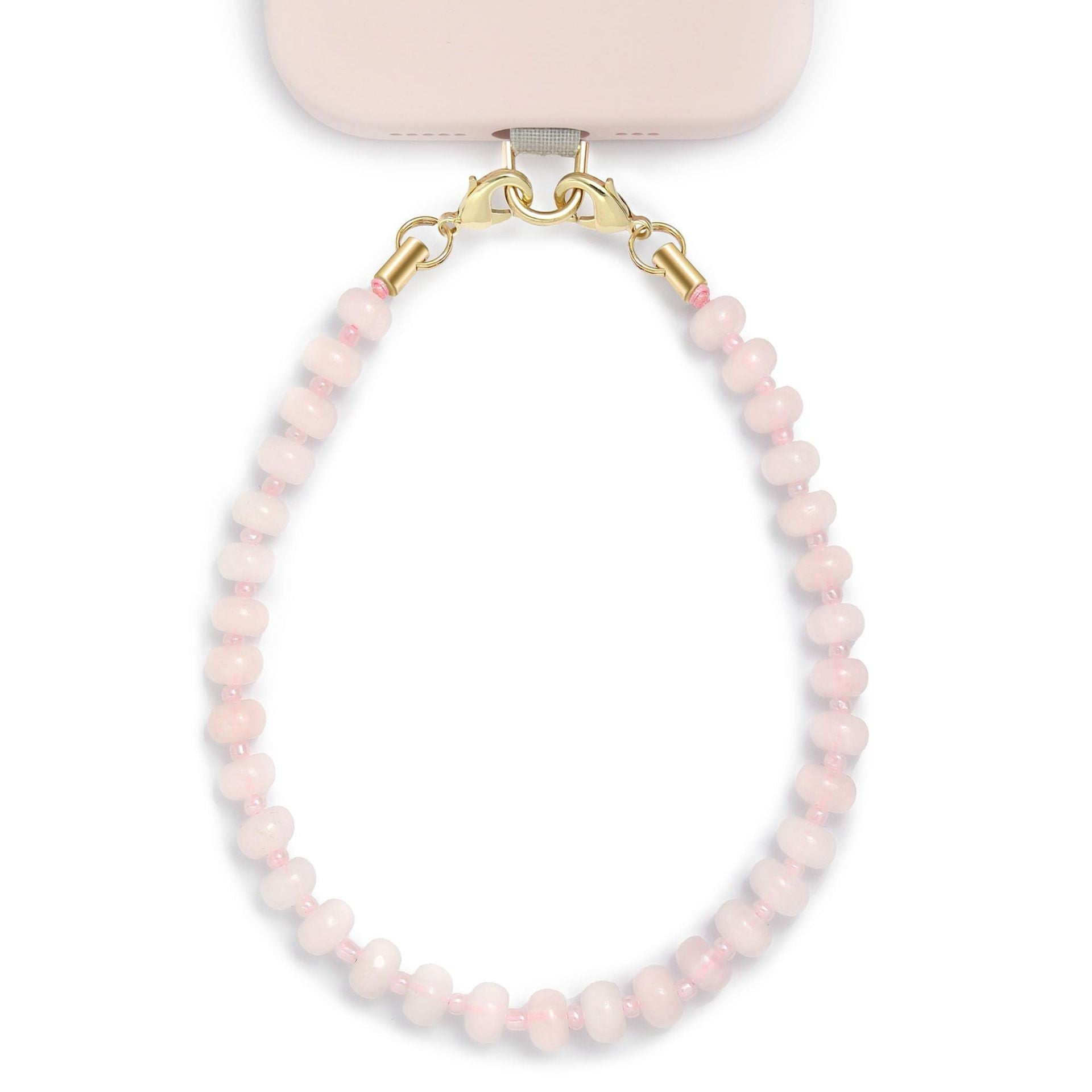 Wholesale Natural Stone Phone Chain - Quartz Flat Bead Phone Lanyard,  Unisex Fashion Accessory for Gift or Resale