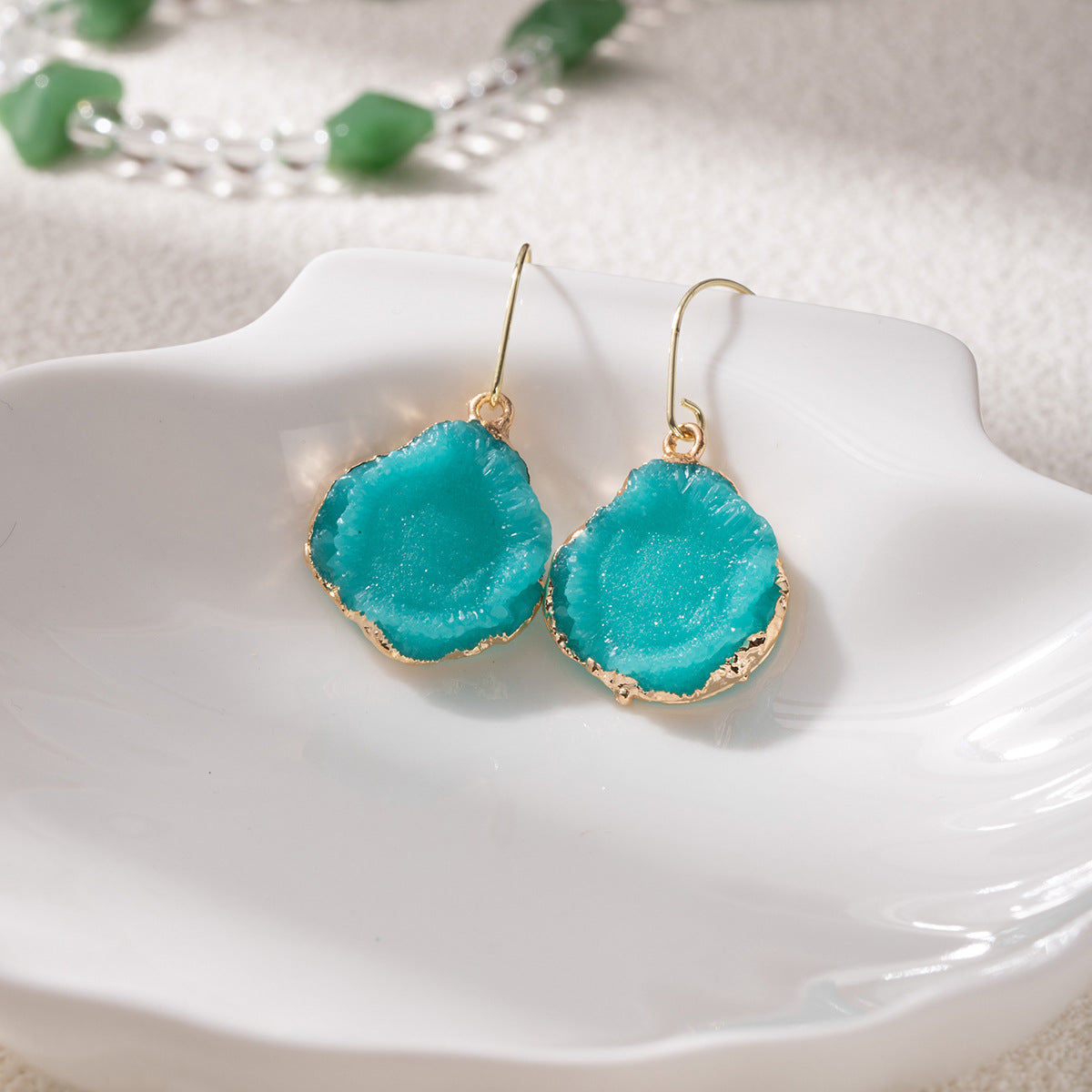 Wholesale Irregular geometric blue pendant earrings