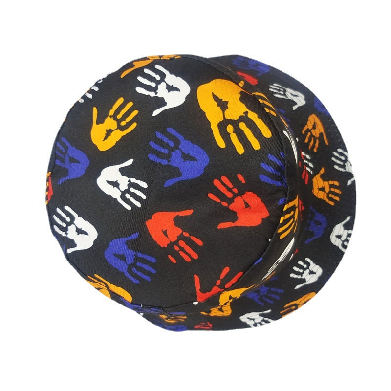 Wholesale  double-sided basin hat colorful printed Palm printed fisherman hat