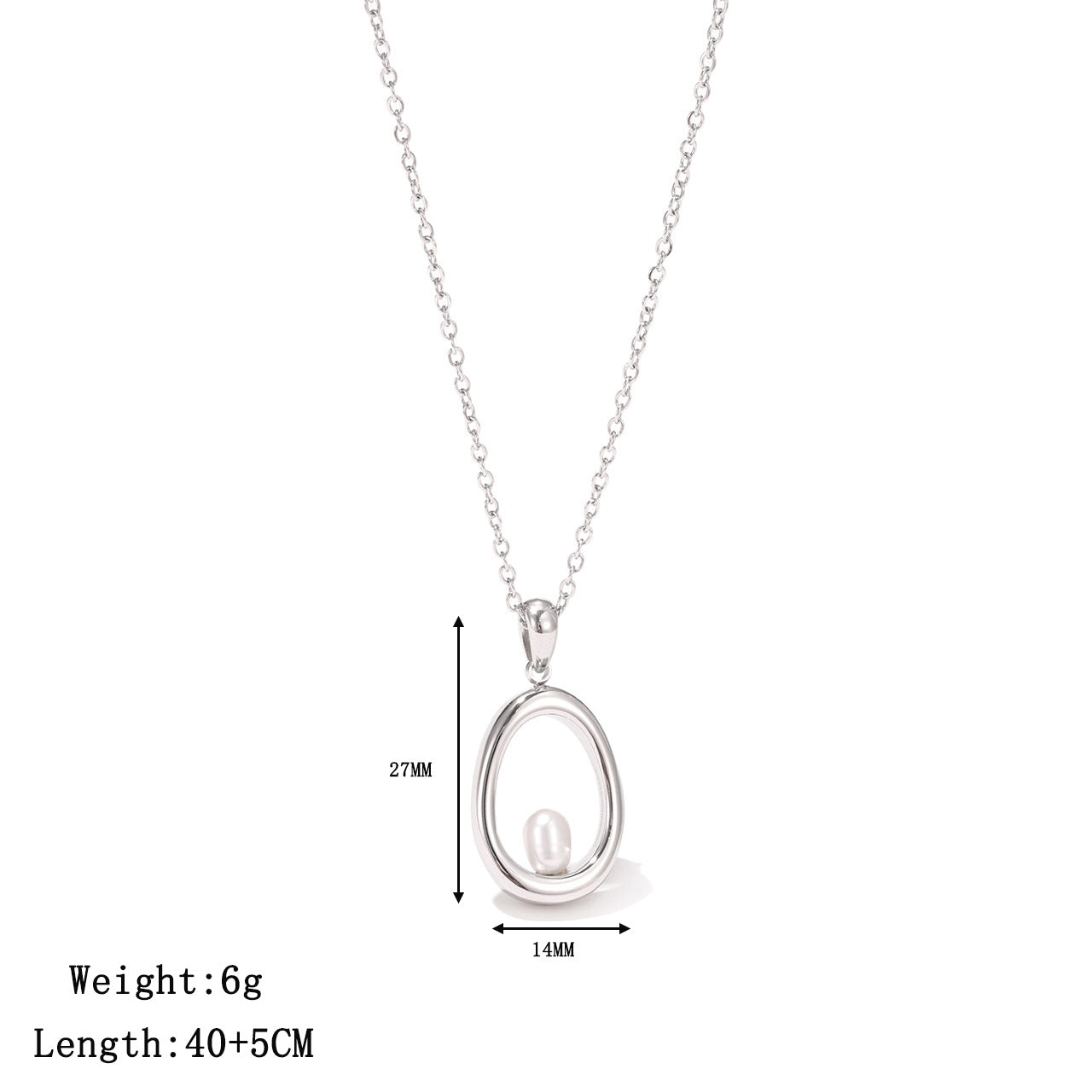 Wholesale U-Shaped Beaded Titanium Steel Clavicle Necklace