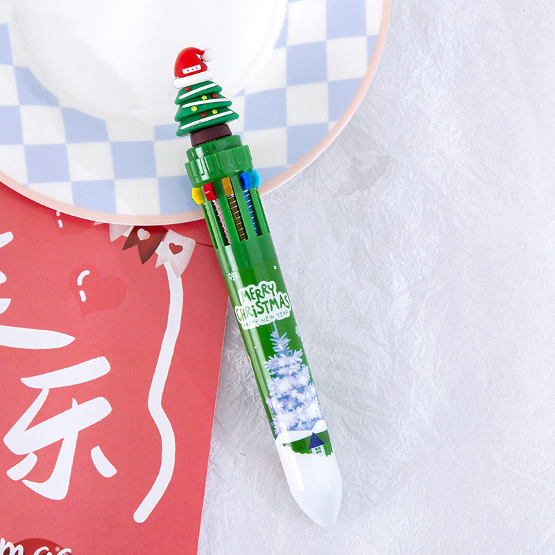 Wholesale Christmas ten-color ballpoint pen cute Christmas pen