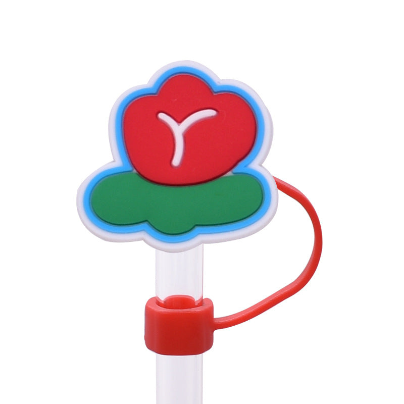 Wholesale Random 100pcs Cute Cartoon Dessert Straw Cover 10MM Straw Tube Cap