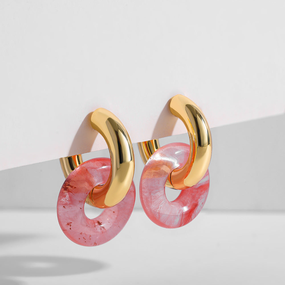 Wholesale  stainless steel earring natural stone earrings