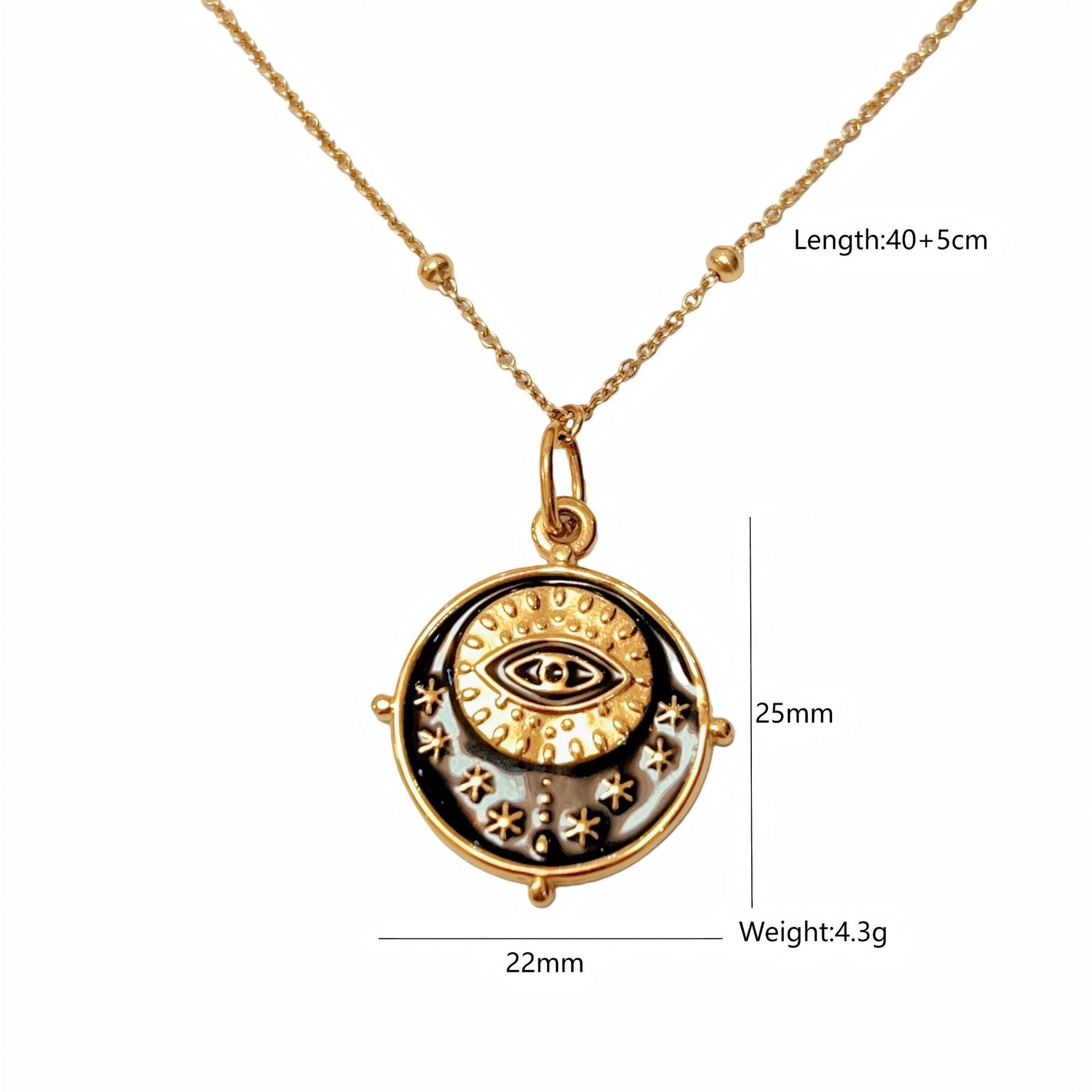 Wholesale Cross Border Fashion Round Color Stainless Steel Tarot Necklace