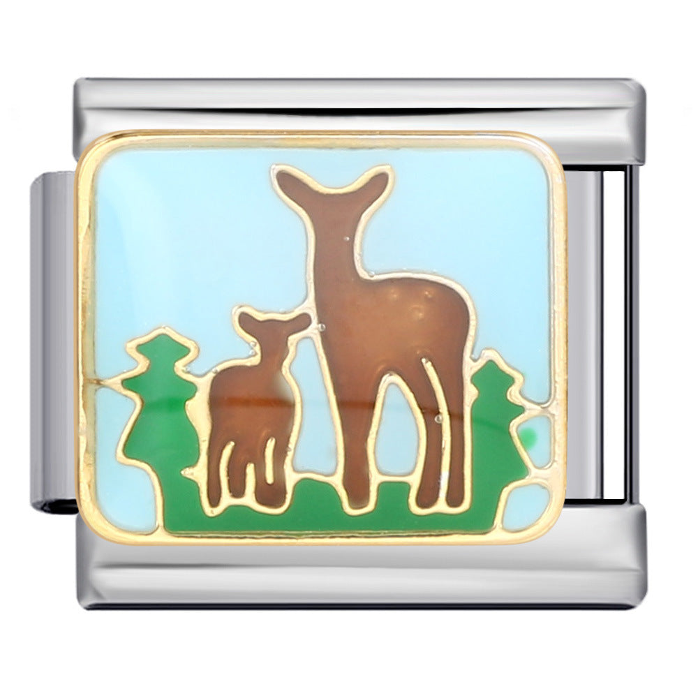 Wholesale Italian Charm Bracelet 9mm DIY Splicing Removable Oil Drop Cartoon Stainless Steel Composable Bracelet