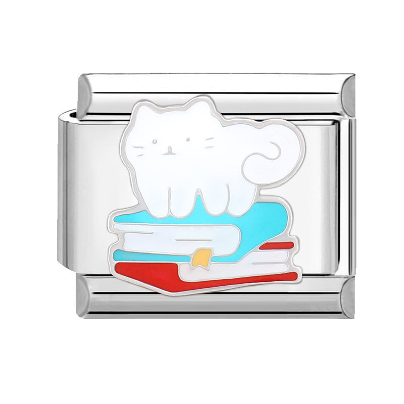 Wholesale  Italian Charm Bracelet 9mm DIY Splicing Removable Orange Holiday Collection Titanium Steel  Composable Bracelet