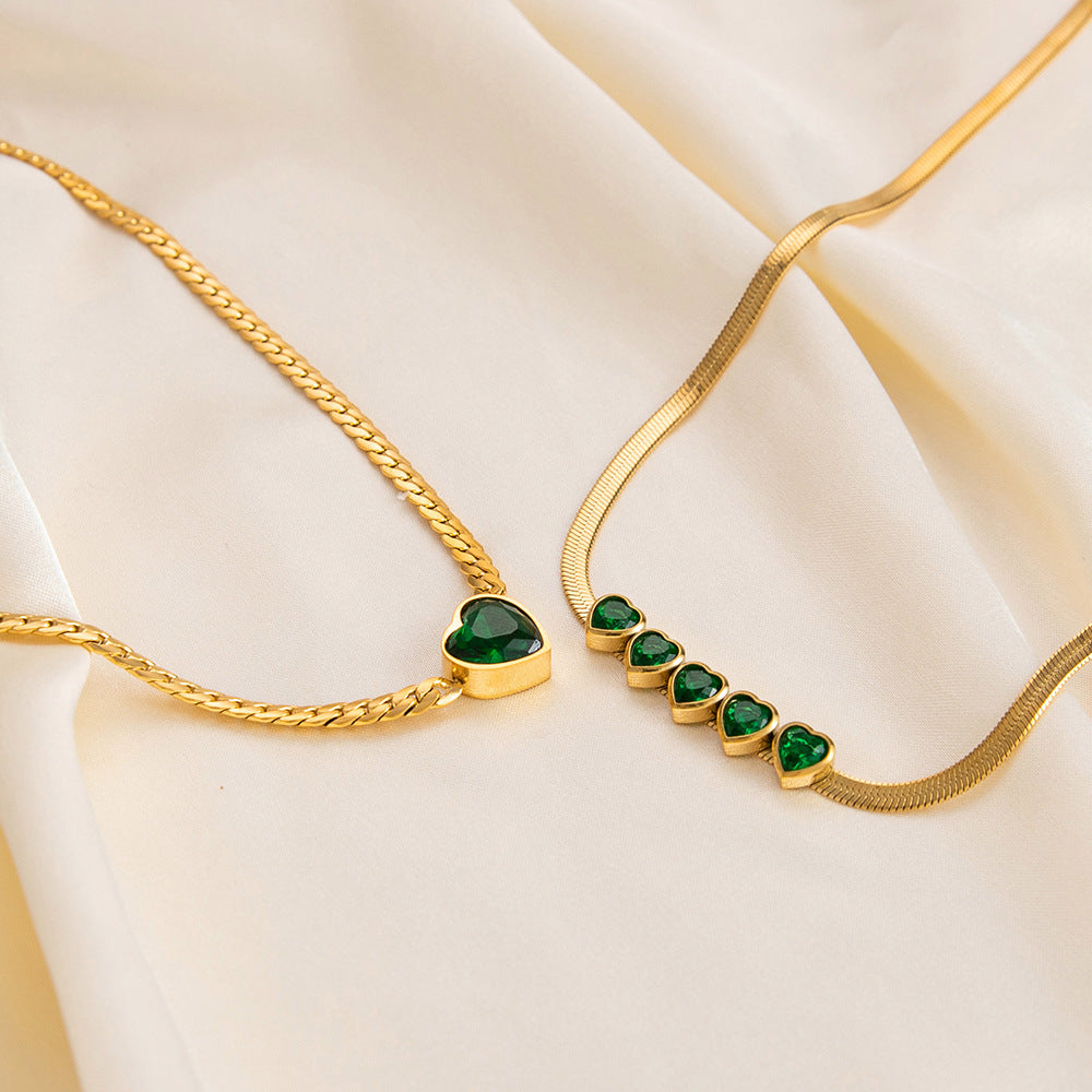 Wholesale Vintage Stainless Steel Diamond Heart Choker Necklaces  ACC-NE-YuHui002