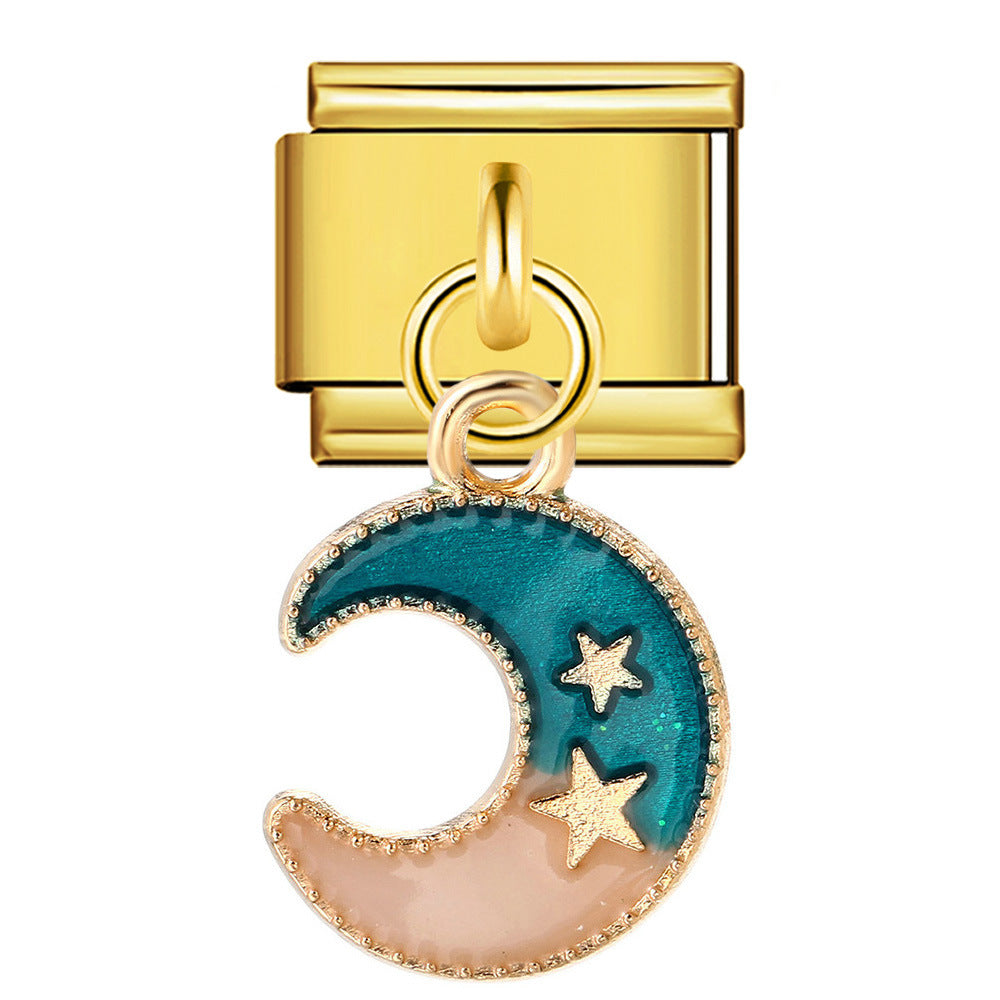 Wholesale  Italian Charm Bracelet 9mm DIY Star and Moon series  Creative Stainless Steel Composable Bracelet