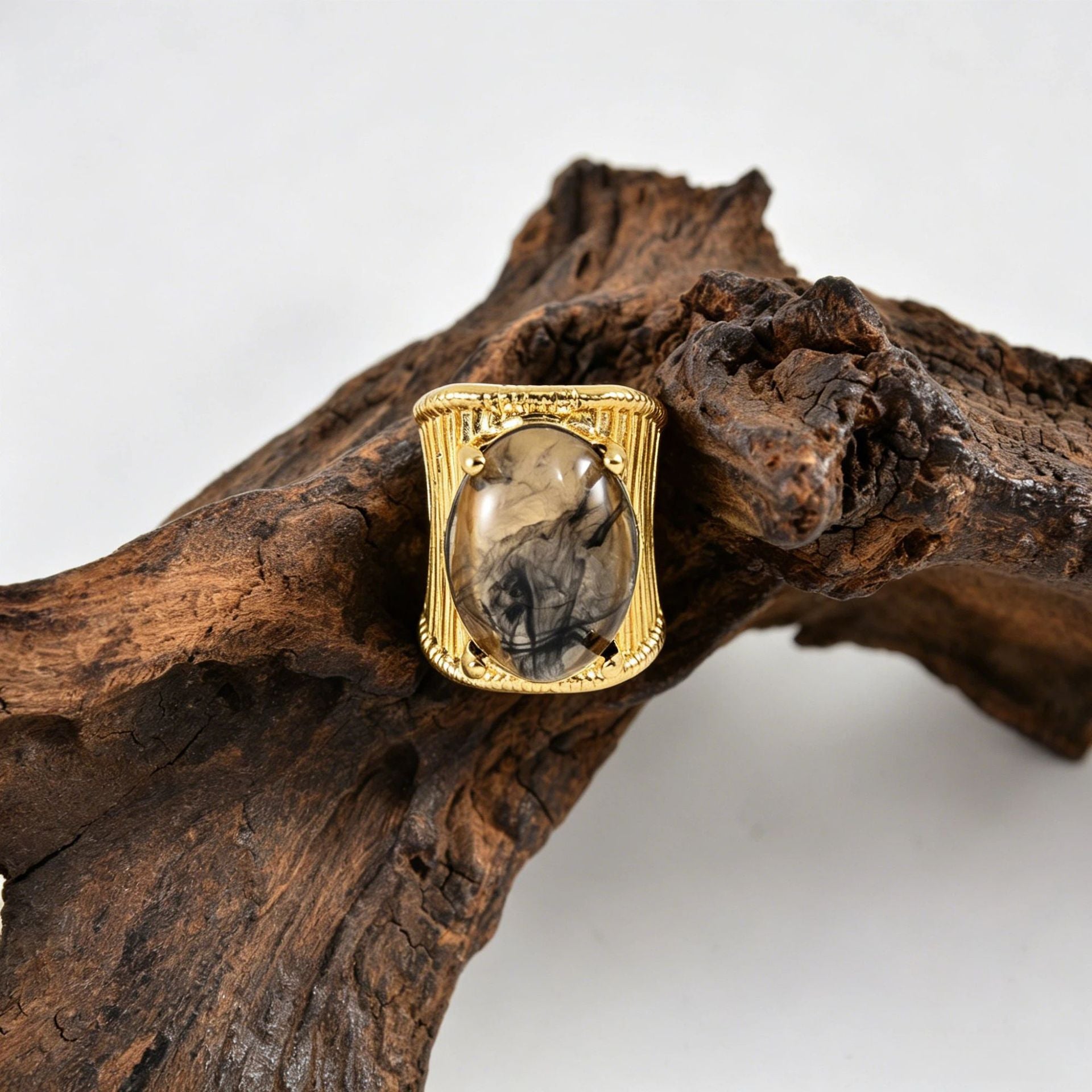 Wholesale Vintage Geometric Resin Gemstone Ring Hip Hop Fashion Accessory Stylish Gift For Everyday Wear