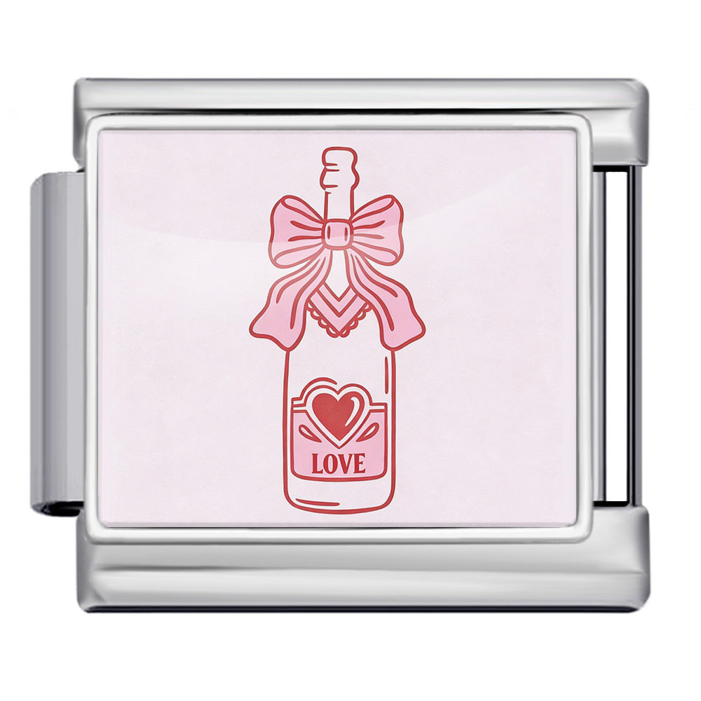 Wholesale 9mm Italian Charm Starter Bracelets DIY Valentine' s Day Heart-Shaped Stainless Steel Composable Bracelet