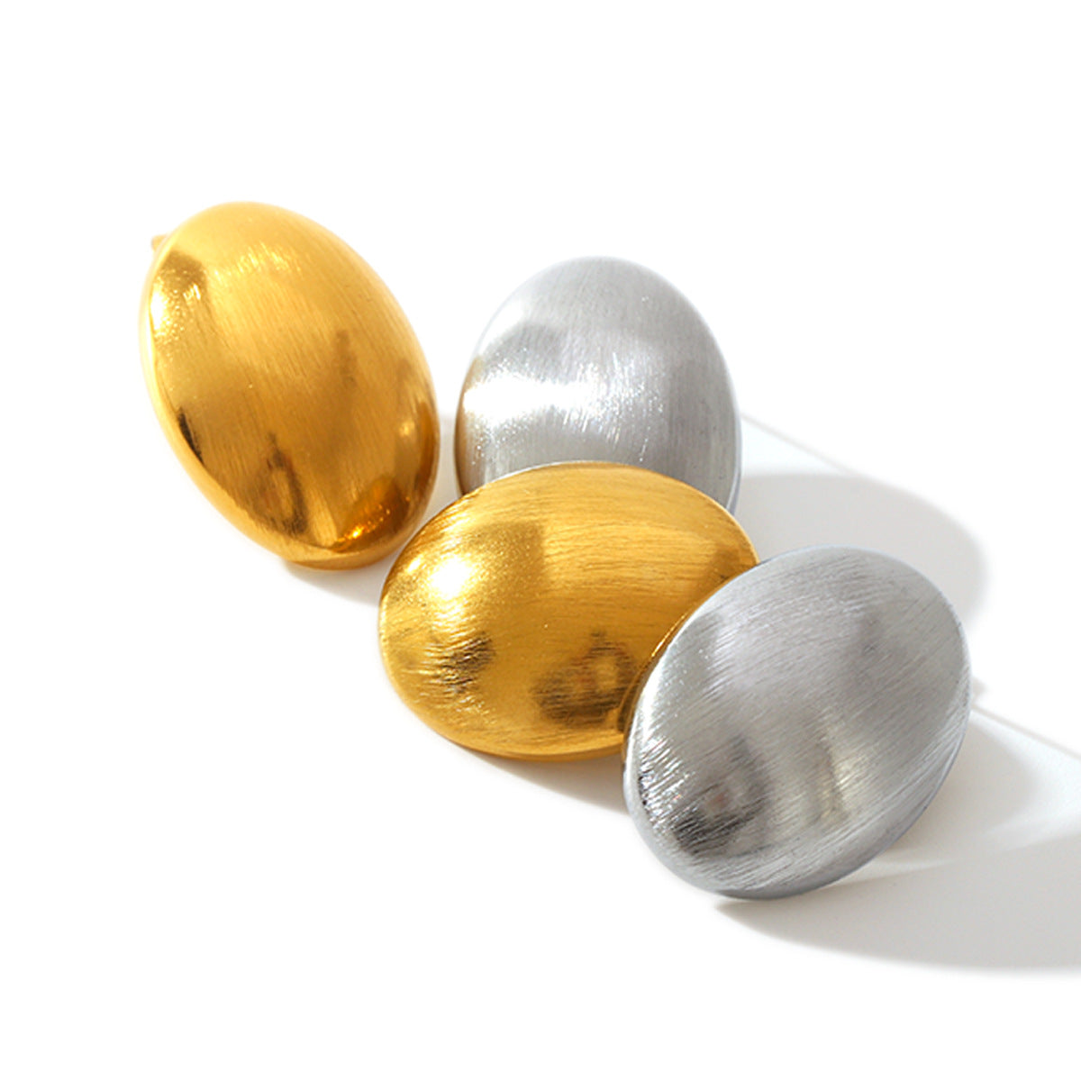 Wholesale Geometric Oval Retro Wire-drawing Stainless Steel Earrings