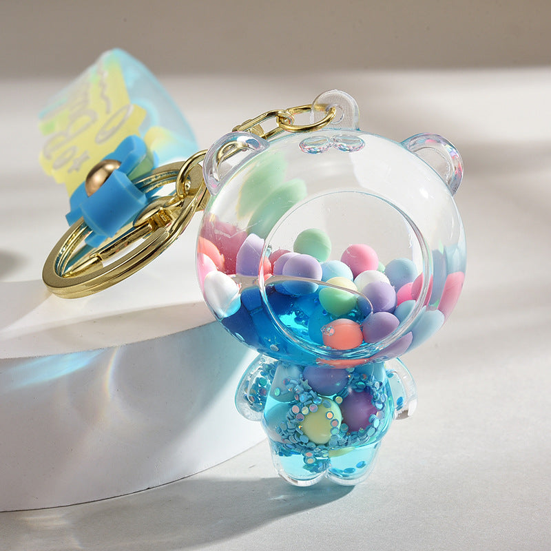Wholesale Acrylic Liquid Into The Oil Bear Keychain