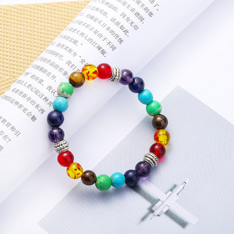 Wholesale Yoga Natural Stone Handmade Beaded Colorful Bracelet for Men ACC-BT-Xinc004