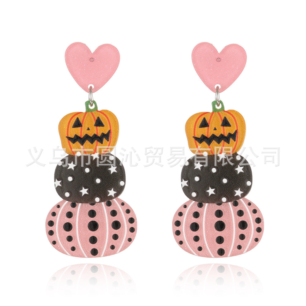 Wholesale Halloween Acrylic Earrings Cartoon Pumpkin Ghost Earrings ACC-ES-YuanQin005