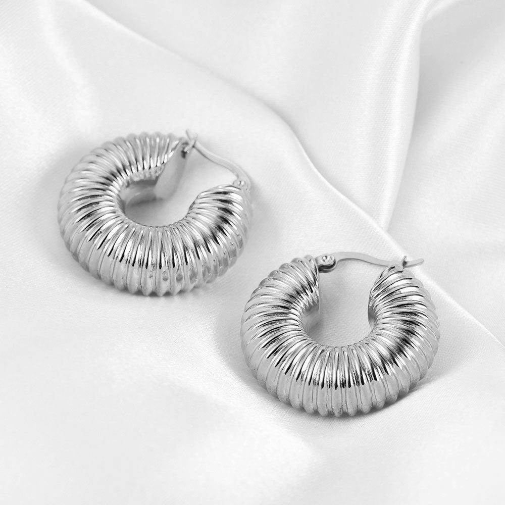 Wholesale  stainless steel 18K gold bread threaded metal earrings