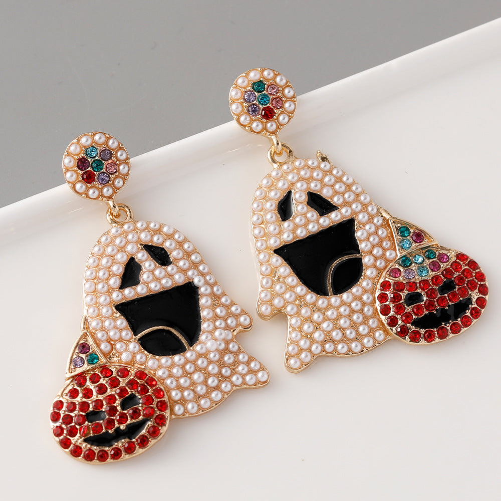 Wholesale Halloween Pumpkin Ghost Rice Bead Earrings ACC-ES-Jicai005