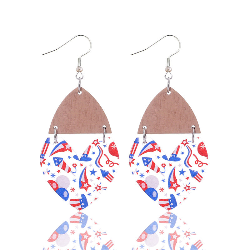 Wholesale Independence Day Star Earrings Striped Love Acrylic Stitching Earrings