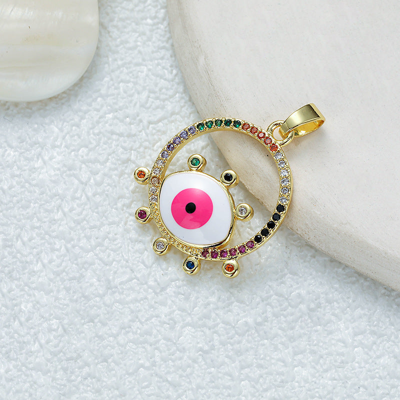 Wholesale Gold Plated Copper Eye Pendant Necklace with Zircon - Trendy Jewelry Accessory for Women