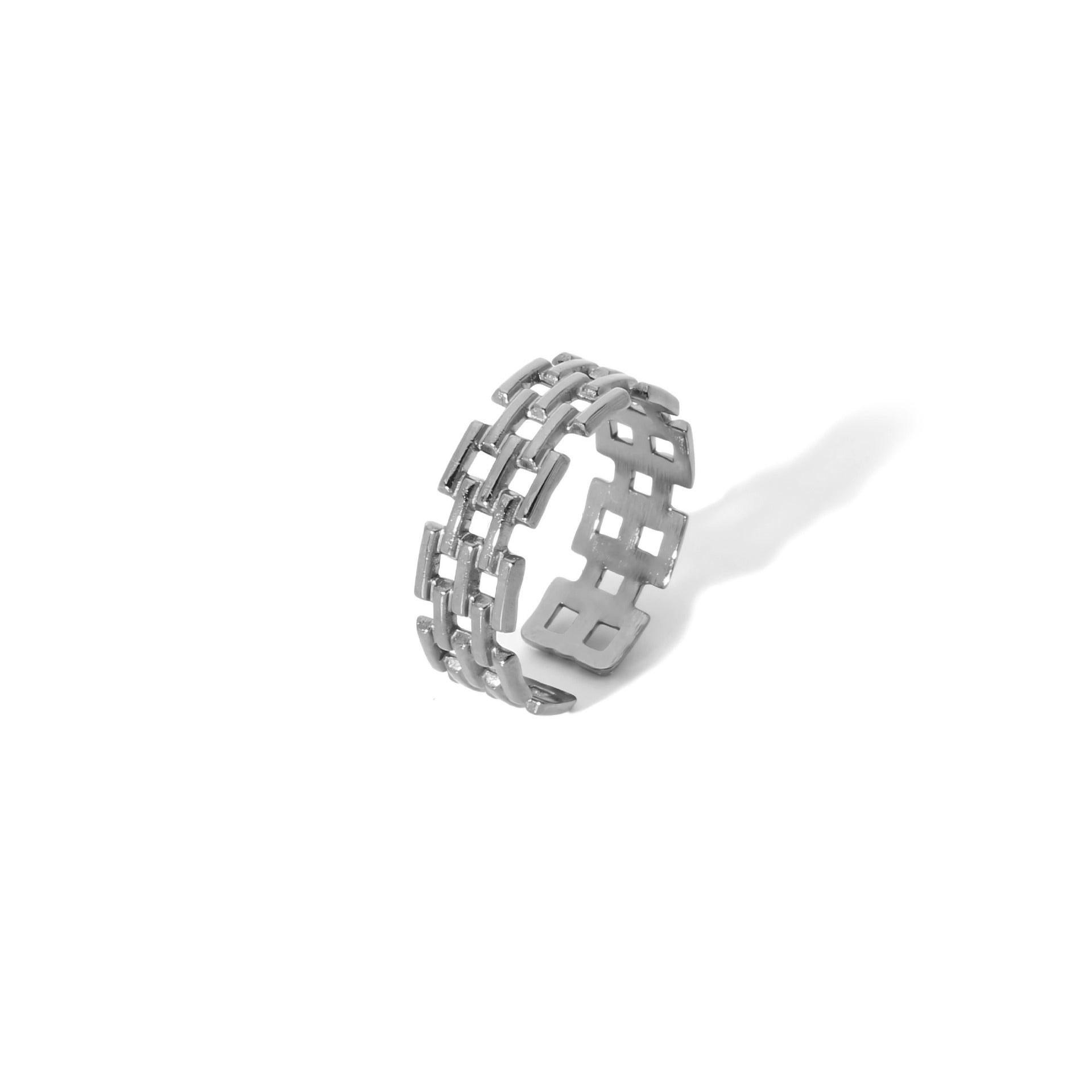 Wholesale Light Luxury 18K Gold Stainless Steel Hollow Rings ACC-RS-LiQuan004