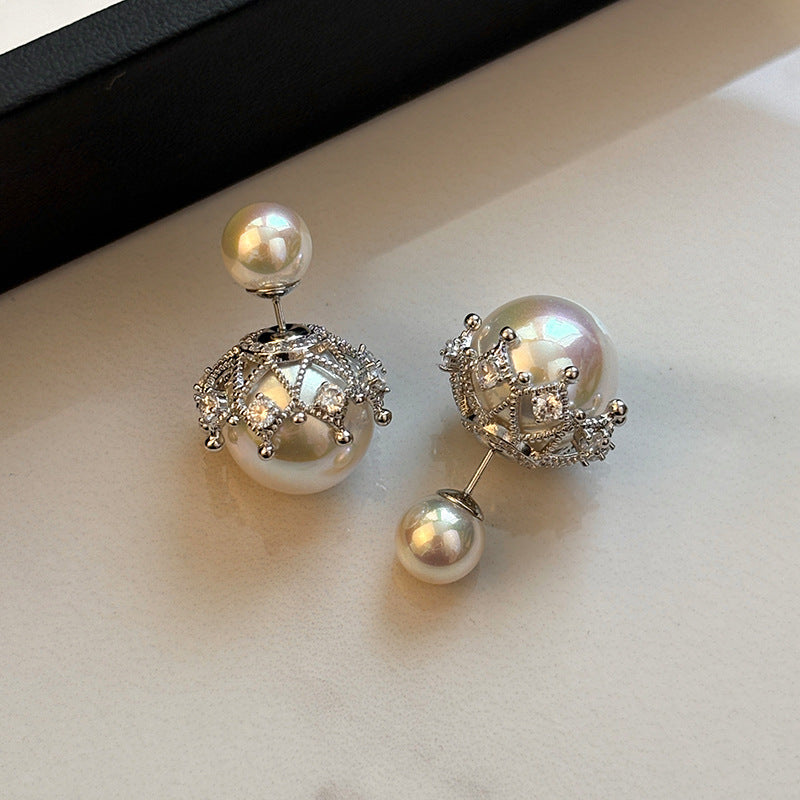 Wholesale S925 Sterling Silver  Large Colorful Pearl Earrings