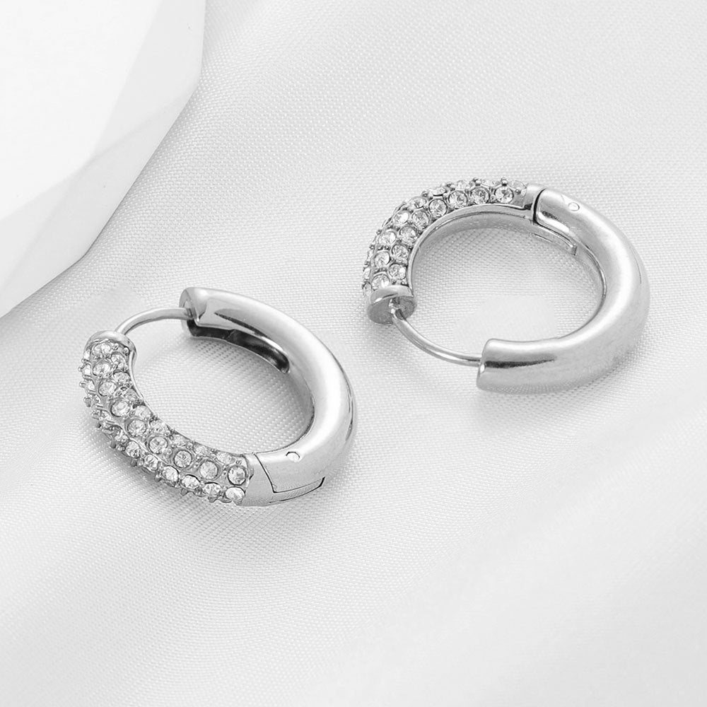 Wholesale Titanium Steel Earrings Thick Cylindrical C Shape Round Earrings  ACC-ES-ZhongZhe009
