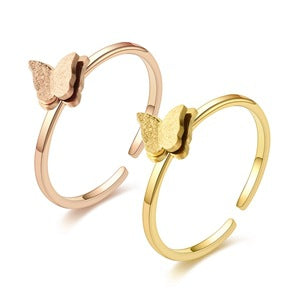 Wholesale Butterfly Titanium Steel Ring Live 18K Gold Rings ACC-RS-DingChao011
