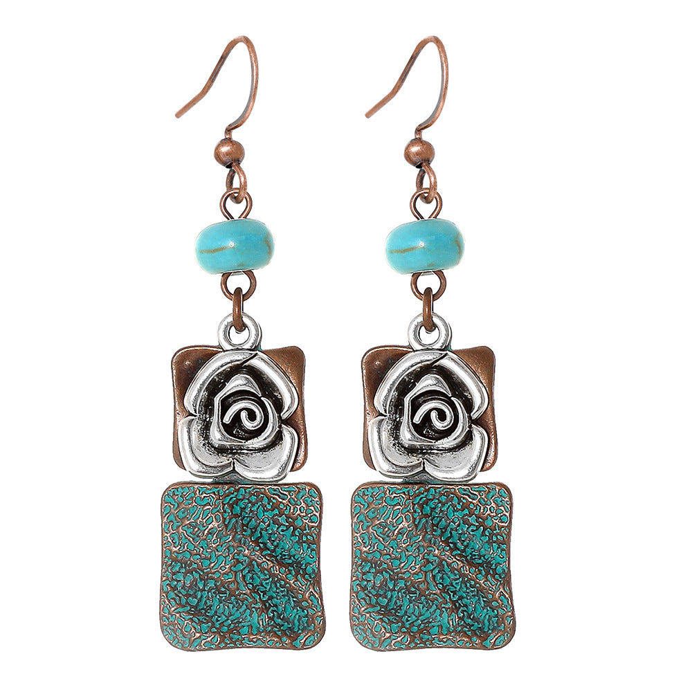 Wholesale Bohemian Geometric Tassel Earrings Set - Zinc Alloy Hollow Cloisonné - Fashion Accessory for Gift or Resale