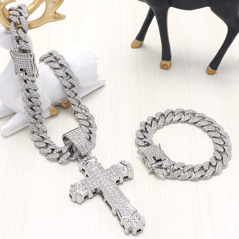 Wholesale Diamond Cross Pendant Cuban Necklace