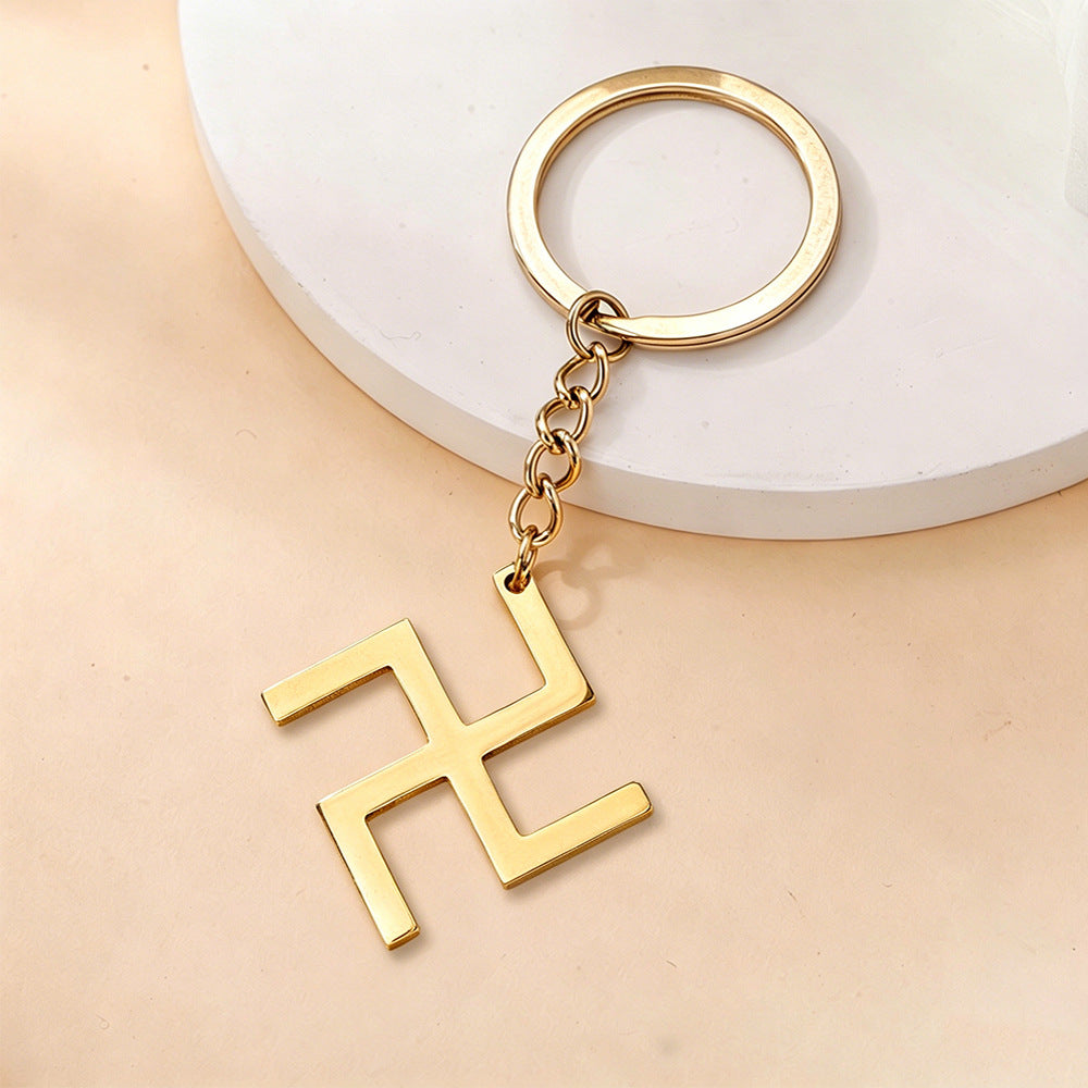 Wholesale Modern Stainless Steel Swastika Bag Charm Keychain,  Trendy Fashion Accessory for Resale