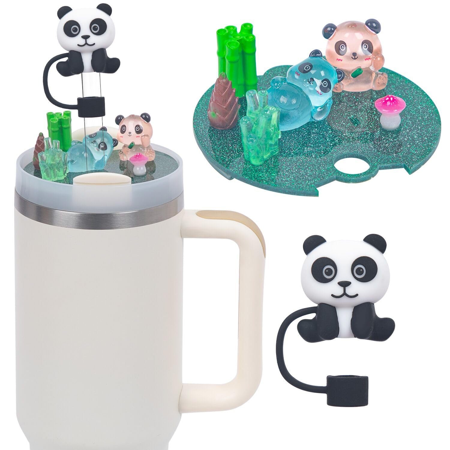 Wholesale 40oz PVC Soft Glue Straw Plug Cartoon Cat Acrylic Cup Lid Set ACC-SCR-KaiJia001