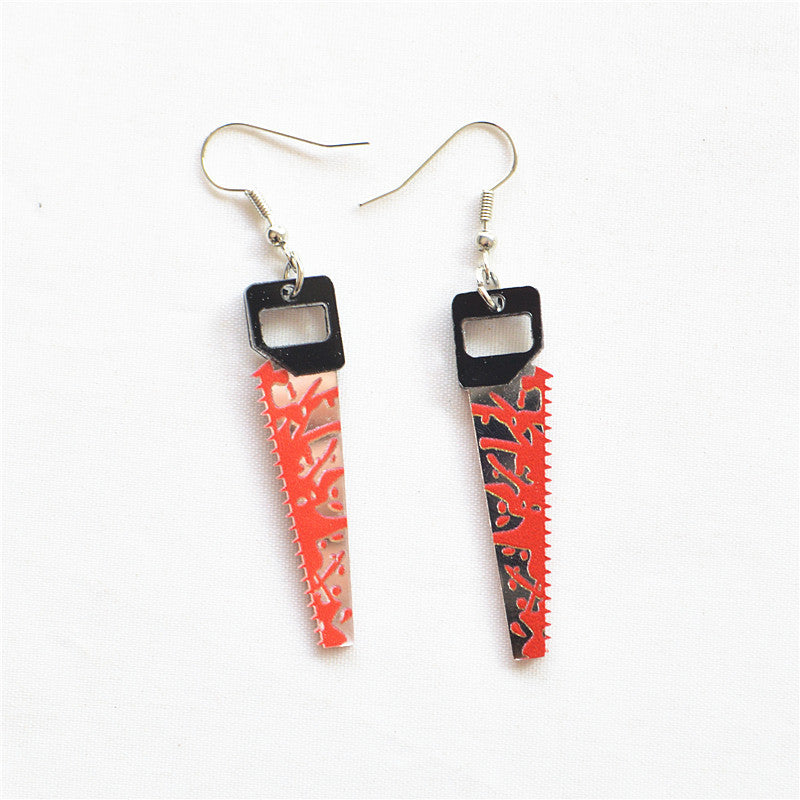 Wholesale Harajuku Punk Killer Sharp Knife Kitchen Knife Acrylic Earrings ACC-ES-XN027