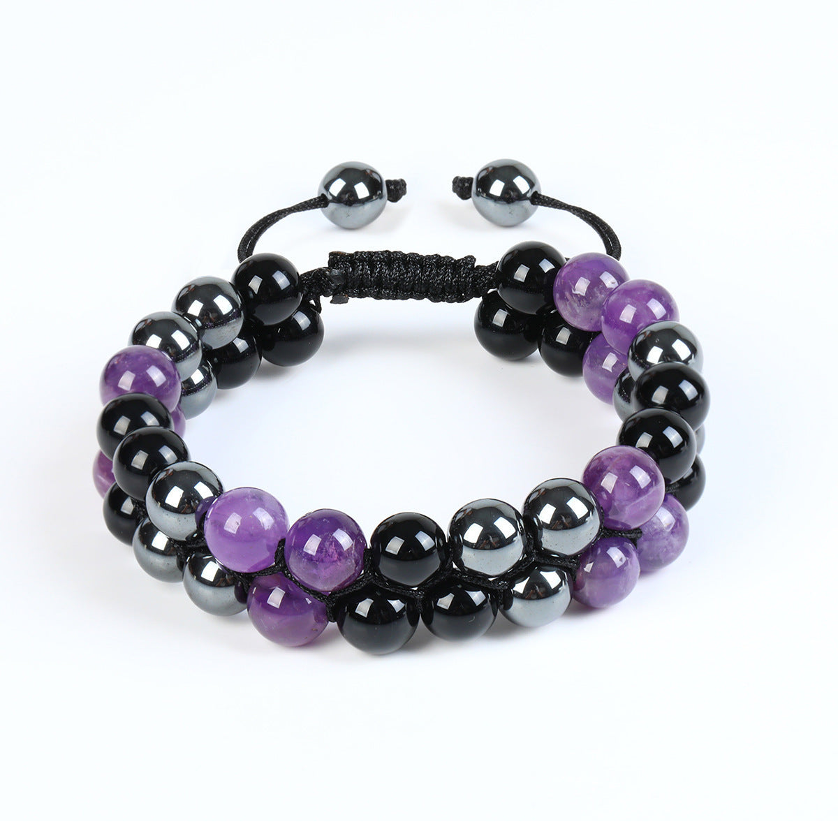 Wholesale Natural Tiger Eye &  Hematite Double Row Bracelet,  Handmade Unisex Everyday Gift Jewelry